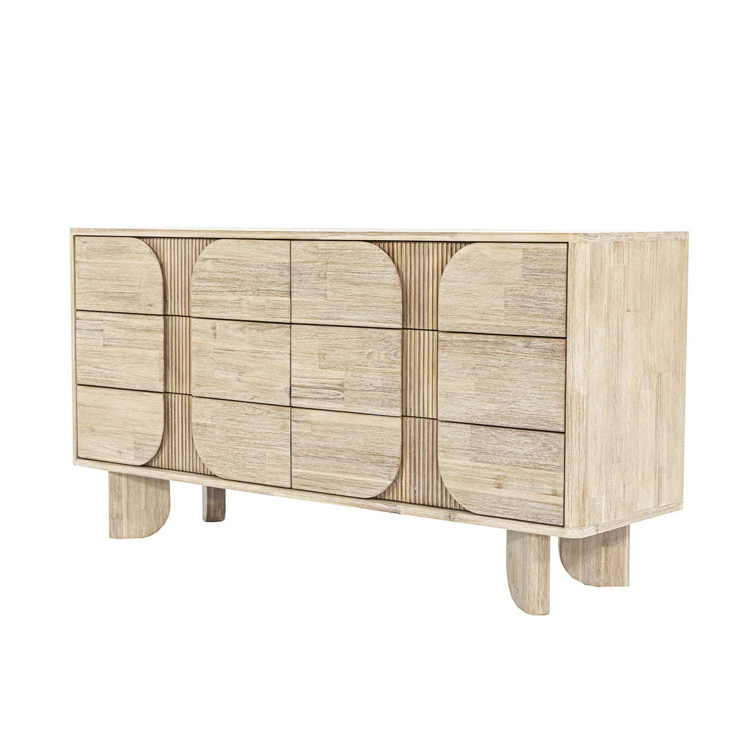 Haru 6 Drawer Dresser in Sand Wash side angle - six drawer dresser by LH Imports - Whats New Furniture Portland OR