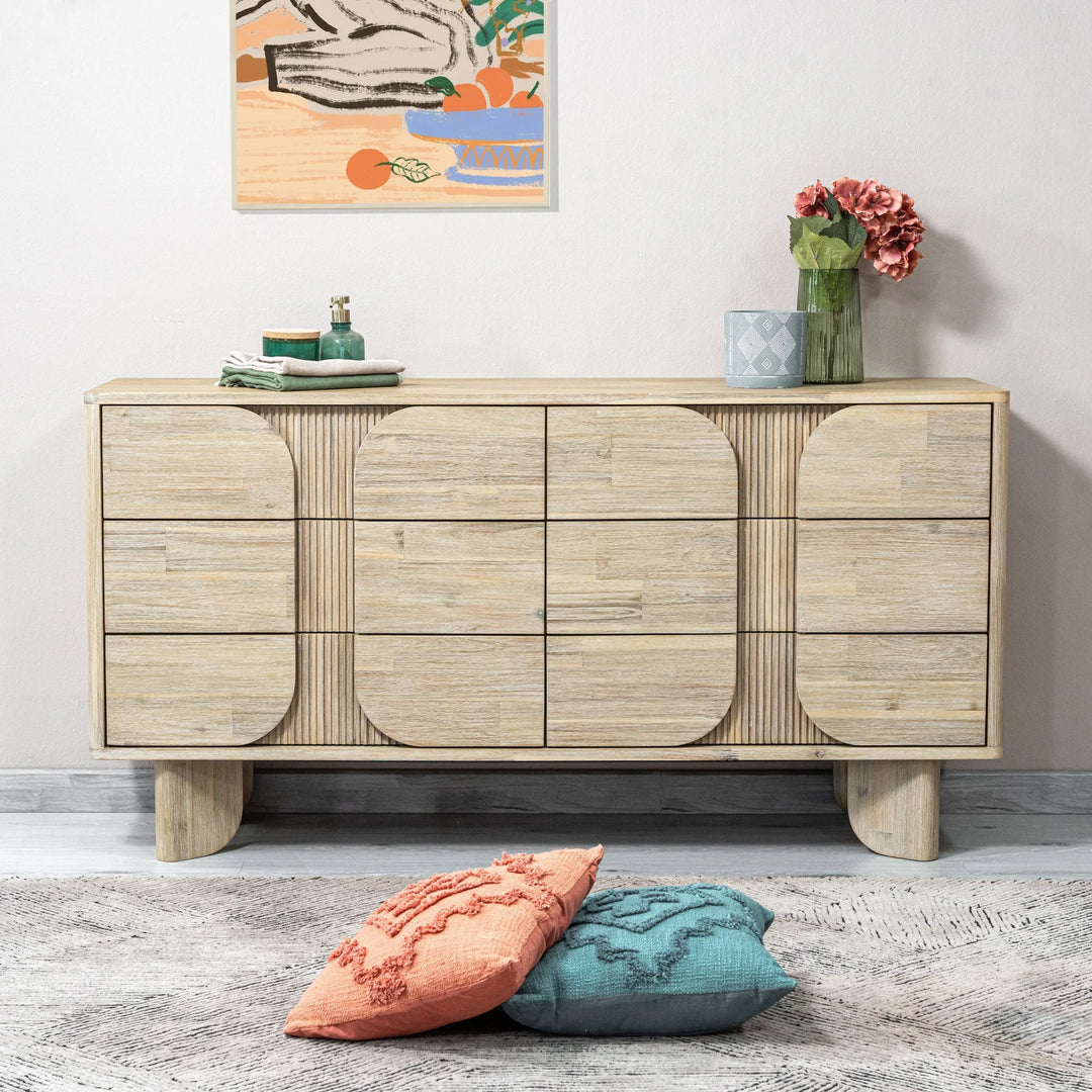 Haru 6 Drawer Dresser in Sand Wash room setting - six drawer dresser by LH Imports - Whats New Furniture Portland OR