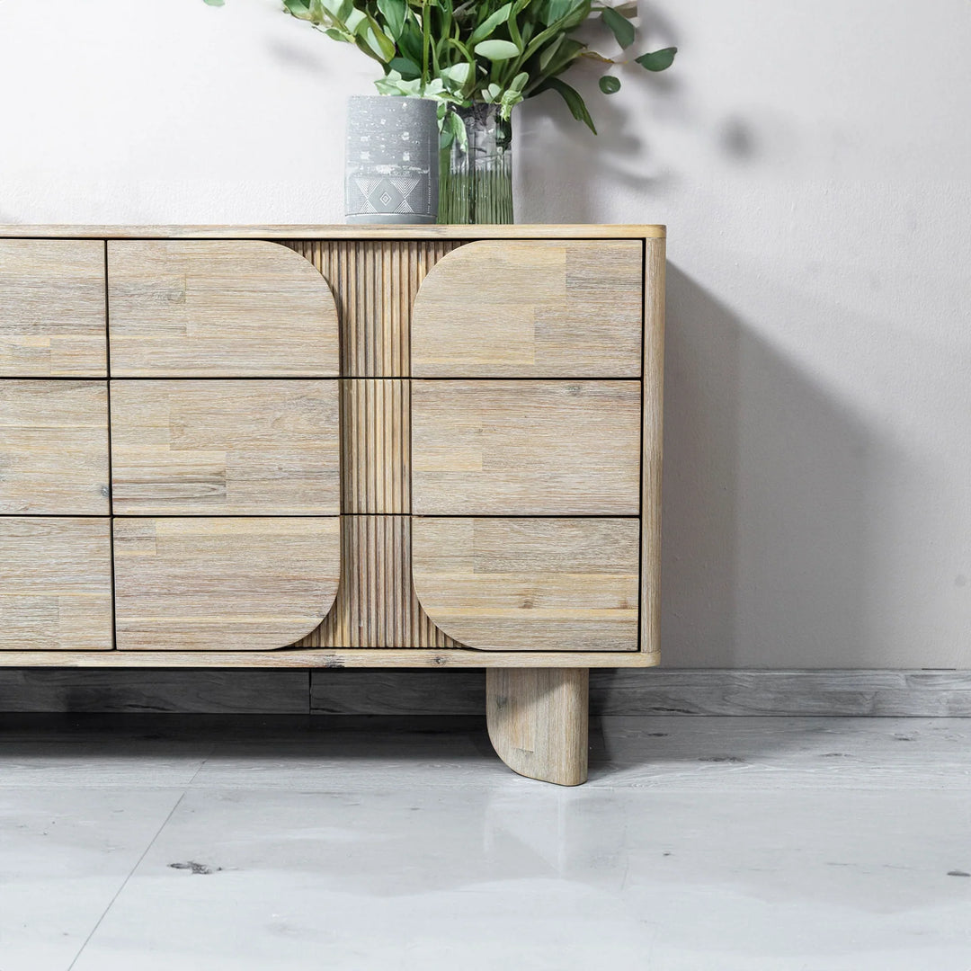 Haru 6 Drawer Dresser in Sand Wash side detail - six drawer dresser by LH Imports - Whats New Furniture Portland OR