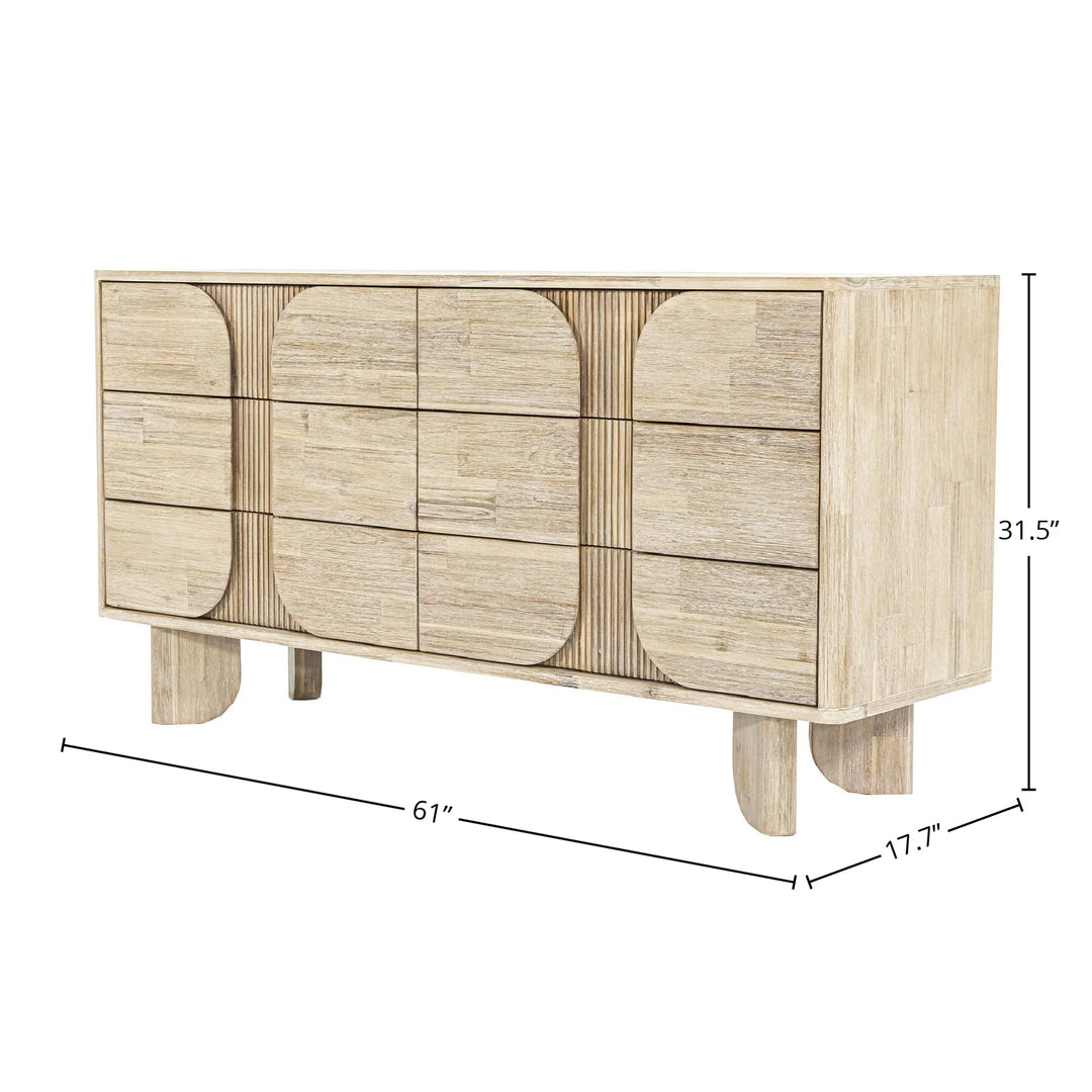 Haru 6 Drawer Dresser in Sand Wash spec sheet - six drawer dresser by LH Imports - Whats New Furniture Portland OR
