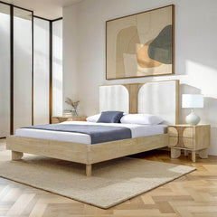 Haru King Bed Frame in Sand Wash configuration shot - king upholstered panel bed by LH Imports - Whats New Furniture Portland OR