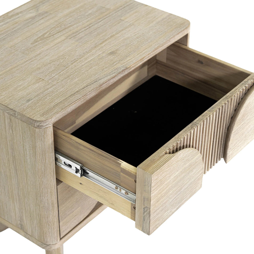 Haru Nightstand in Sand Wash open drawer detail - two drawer nightstand by LH Imports - Whats New Furniture Portland OR