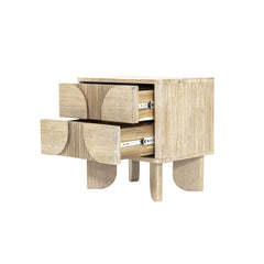 Haru Nightstand in Sand Wash open drawer view - two drawer nightstand by LH Imports - Whats New Furniture Portland OR