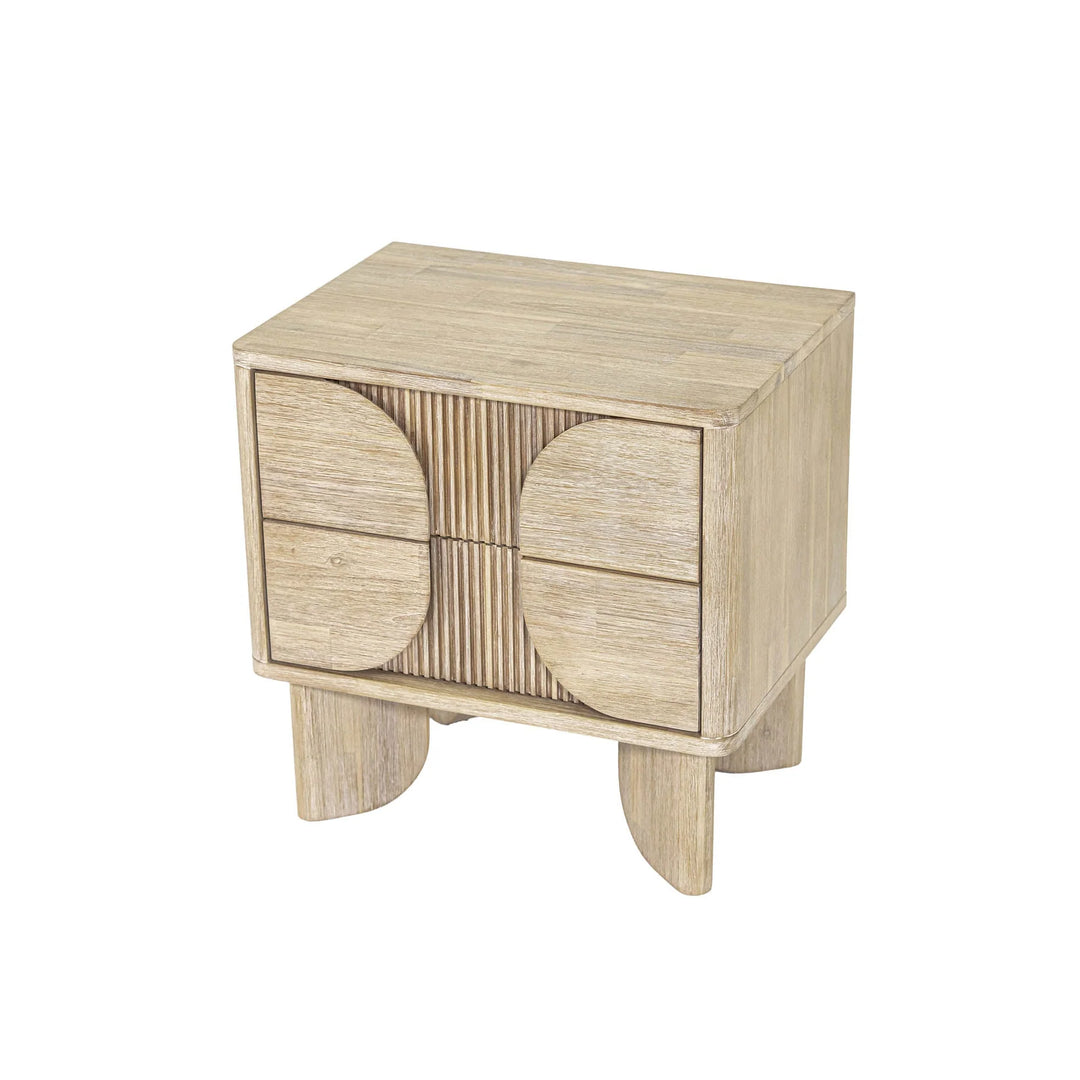 Haru Nightstand in Sand Wash side view - two drawer nightstand by LH Imports - Whats New Furniture Portland OR