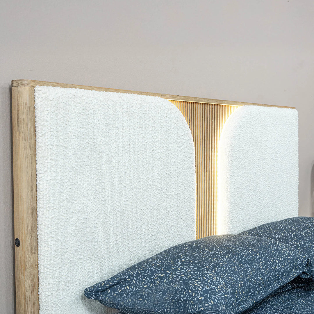 Haru Queen Bed Frame in Sand Wash alternate view - queen upholstered panel bed by LH Imports - Whats New Furniture Portland OR