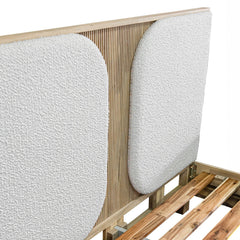 Haru Queen Bed Frame in Sand Wash corner detail - queen upholstered panel bed by LH Imports - Whats New Furniture Portland OR