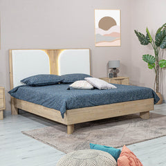 Haru Queen Bed Frame in Sand Wash fabric detail - queen upholstered panel bed by LH Imports - Whats New Furniture Portland OR