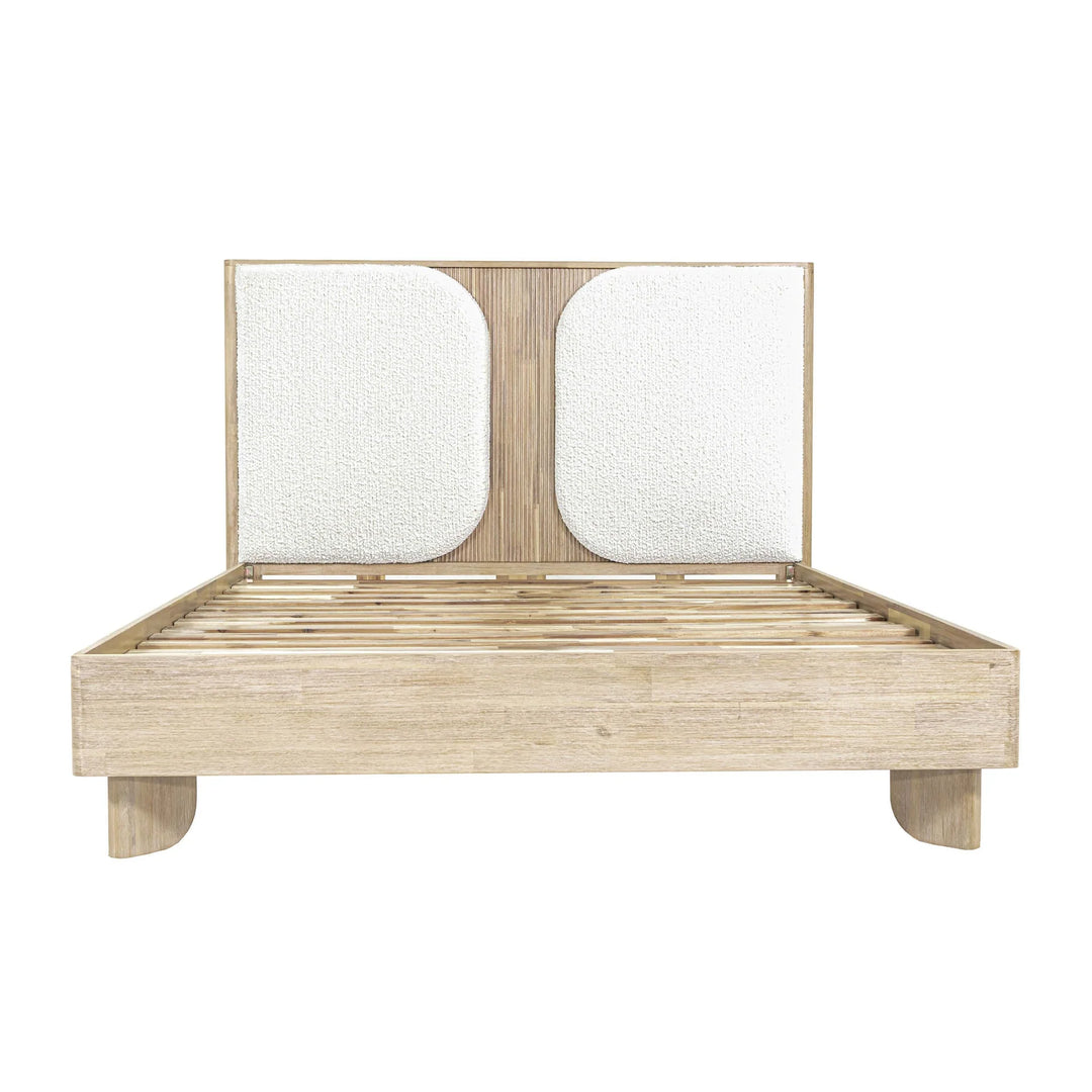 Haru Queen Bed Frame in Sand Wash - queen upholstered panel bed by LH Imports - Whats New Furniture Portland OR
