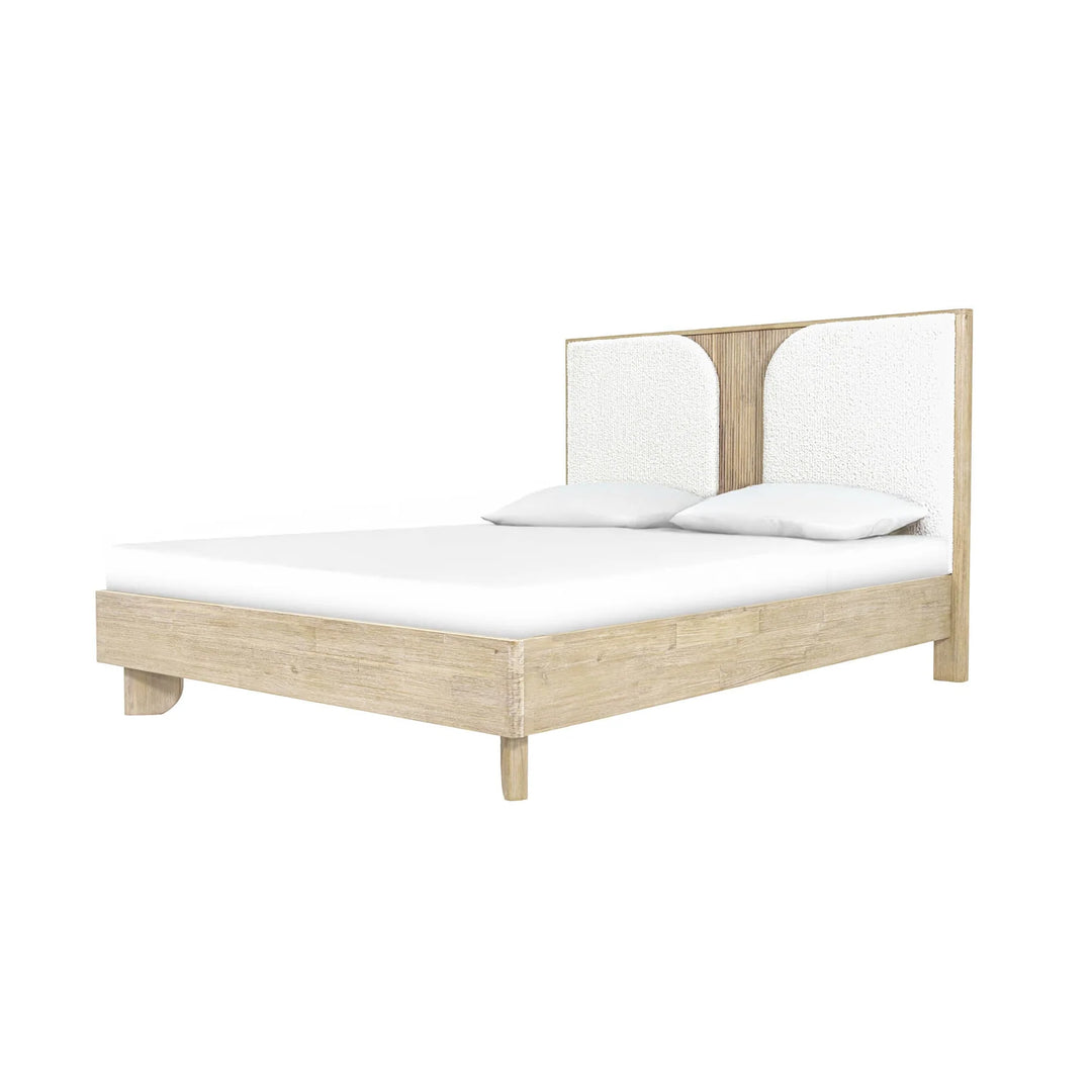 Haru Queen Bed Frame in Sand Wash seat detail - queen upholstered panel bed by LH Imports - Whats New Furniture Portland OR