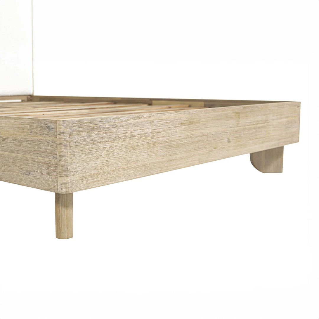 Haru Queen Bed Frame in Sand Wash top-down view - queen upholstered panel bed by LH Imports - Whats New Furniture Portland OR