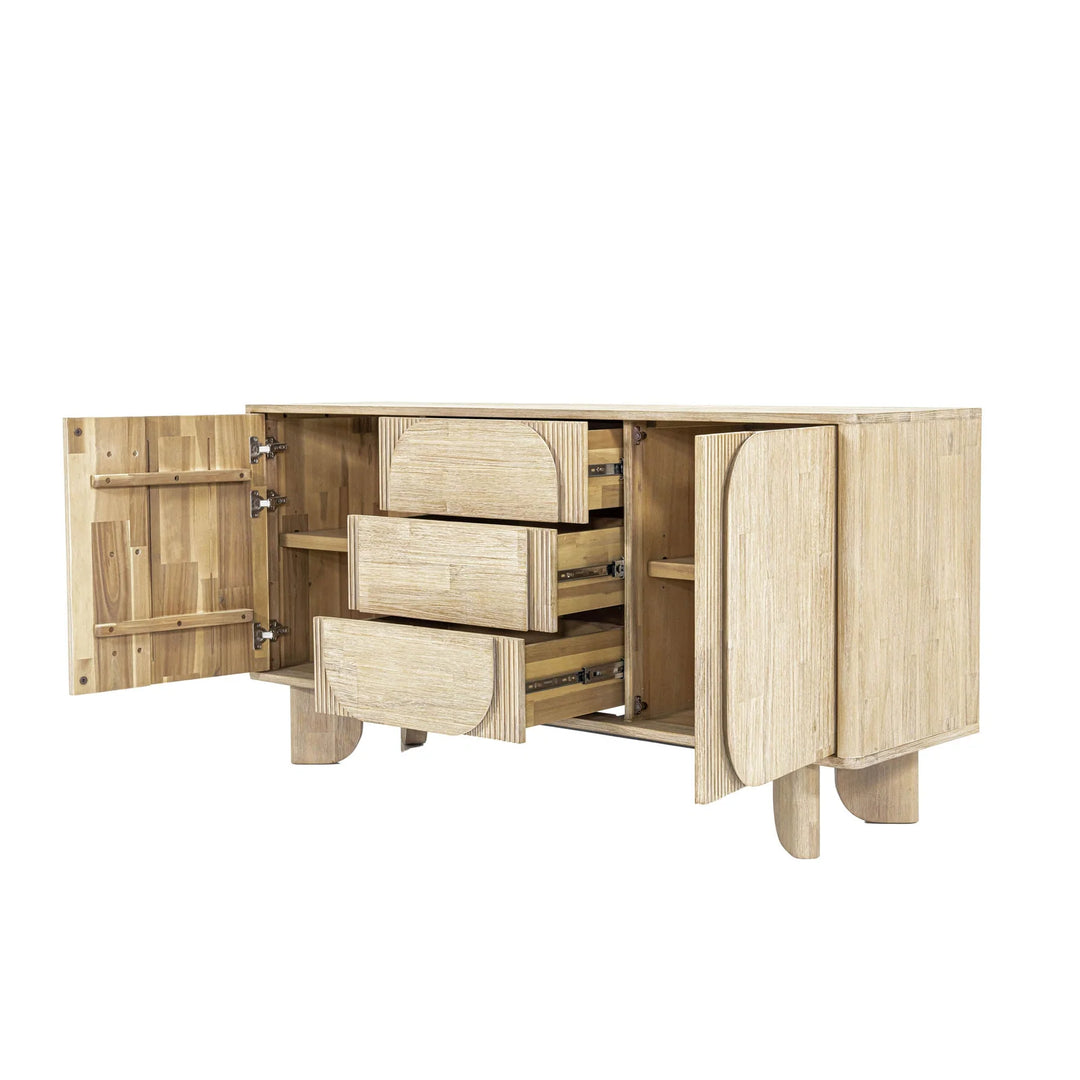 Haru Sideboard in Sand Wash door detail - acacia sideboard by LH Imports - Whats New Furniture Portland OR