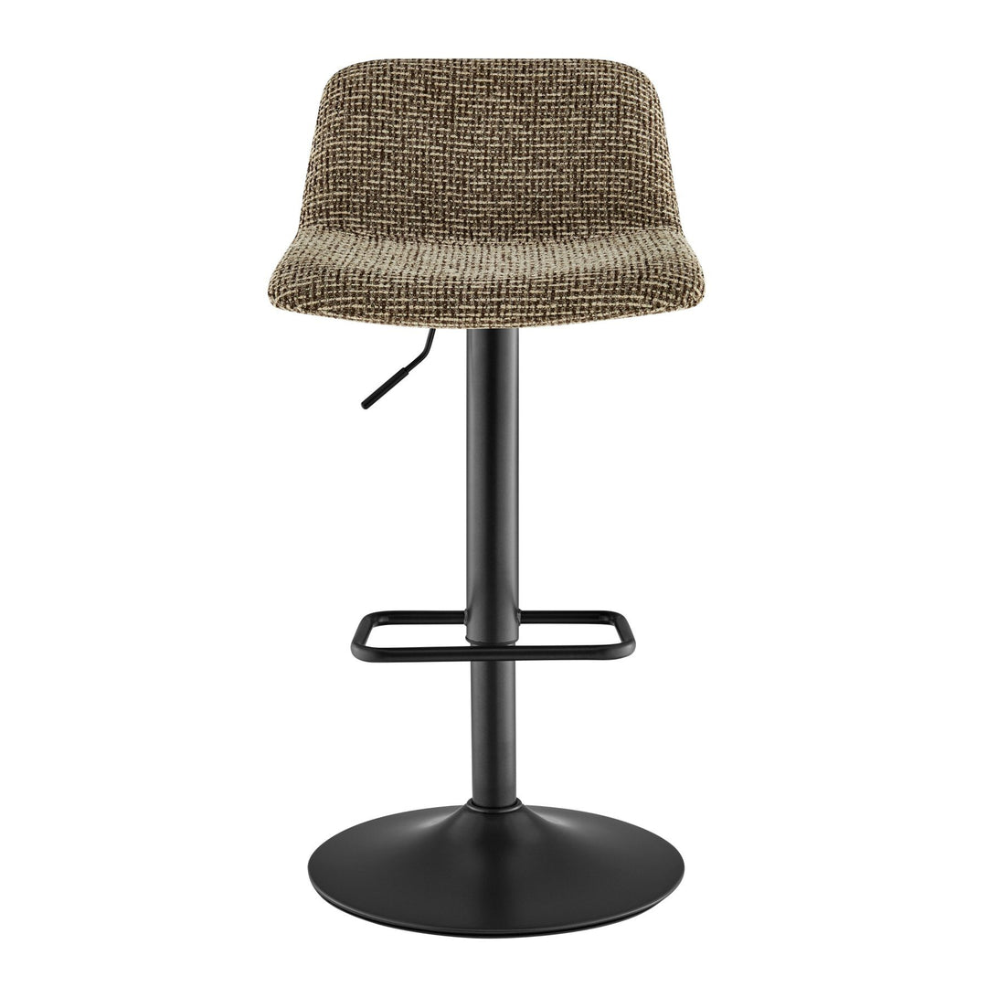 Harven Chenille Adjustable Swivel Bar Stool in Sylva Brown - front studio view - Whats New Furniture Portland
