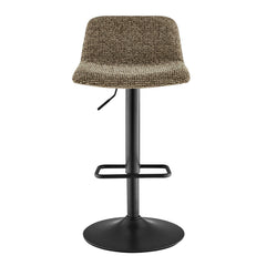 Harven Chenille Adjustable Swivel Bar Stool in Sylva Brown - front studio view - Whats New Furniture Portland