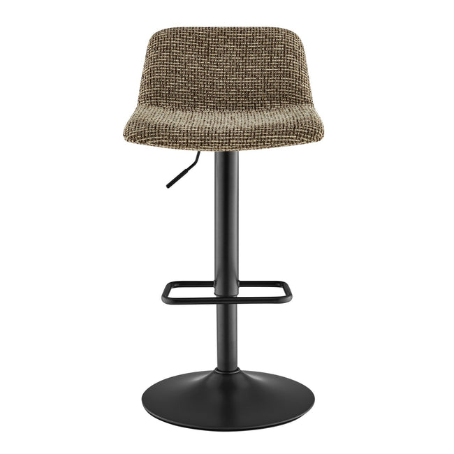 Harven Chenille Adjustable Swivel Bar Stool in Sylva Brown - front studio view - Whats New Furniture Portland