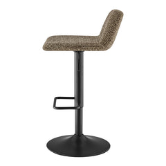 Harven Chenille Adjustable Swivel Bar Stool in Sylva Brown - side studio view - Whats New Furniture Portland