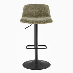 Harven Chenille Adjustable Swivel Bar Stool in Sylva Green - front studio view - Whats New Furniture Portland