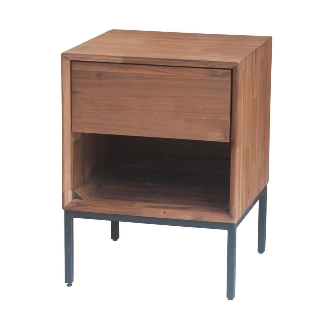Hathaway Nightstand (2) in Newton Brown side angle - Newton Brown nightstand by NPD - Whats New Furniture Portland OR