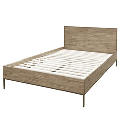 Hathaway Queen Bed in Drift Sand side angle - queen bed frame by NPD - Whats New Furniture Portland OR