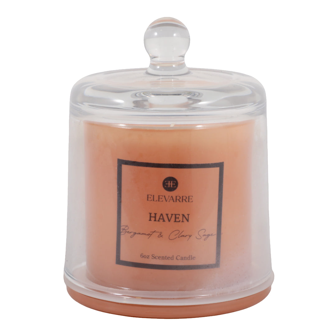 Haven Bergamot &amp; Clary Sage Cloche Candle, 6 oz front view - scented candle by Elevarre by Sagebrook Home - Whats New Furniture Portland OR