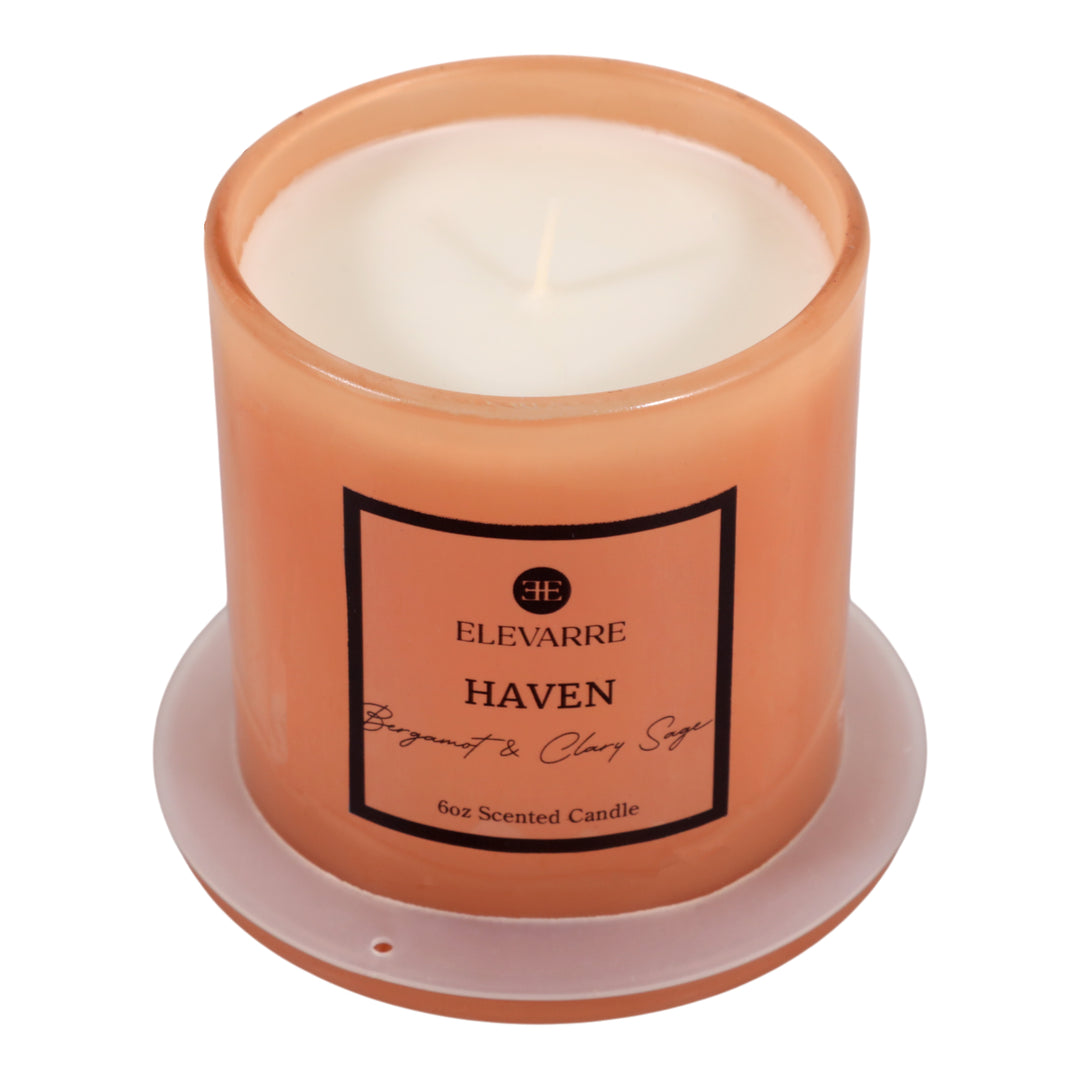 Haven Bergamot &amp; Clary Sage Cloche Candle, 6 oz top view - scented candle by Elevarre by Sagebrook Home - Whats New Furniture Portland OR