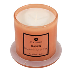 Haven Bergamot &amp; Clary Sage Cloche Candle, 6 oz top view - scented candle by Elevarre by Sagebrook Home - Whats New Furniture Portland OR