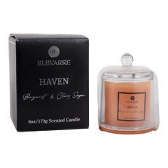Haven Bergamot &amp; Clary Sage Cloche Candle, 6 oz with its Elevarre gift box - scented candle by Elevarre by Sagebrook Home - Whats New Furniture Portland OR