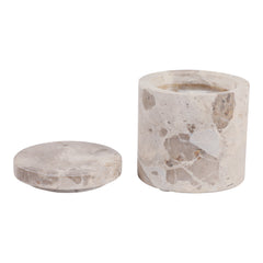 Haven Bergamot &amp; Clary Sage Marble Candle, 9 oz with the lid off - scented candle by Elevarre by Sagebrook Home - Whats New Furniture Portland OR
