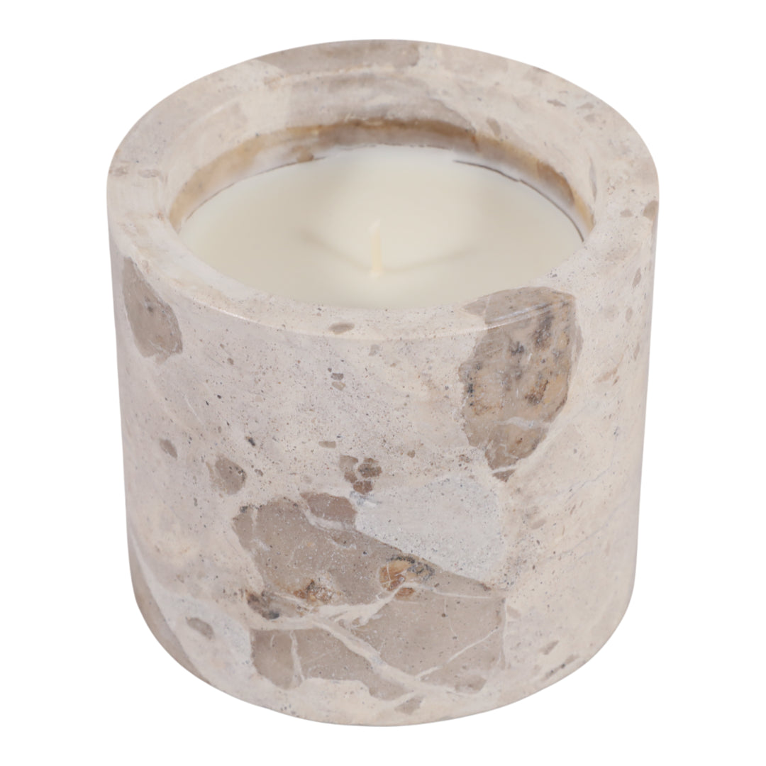Haven Bergamot &amp; Clary Sage Marble Candle, 9 oz top view - scented candle by Elevarre by Sagebrook Home - Whats New Furniture Portland OR