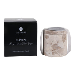 Haven Bergamot &amp; Clary Sage Marble Candle, 9 oz with its Elevarre gift box - scented candle by Elevarre by Sagebrook Home - Whats New Furniture Portland OR