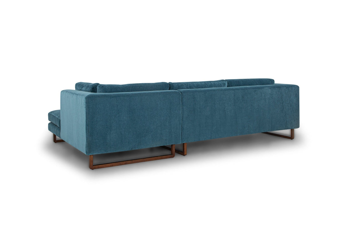 The Hawthorne Sectional in Moss Navy back view - right-facing sectional sofa private label - Whats New Furniture Portland OR