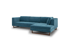 The Hawthorne Sectional in Moss Navy fabric colorway front view - right-facing sectional sofa private label - Whats New Furniture Portland OR