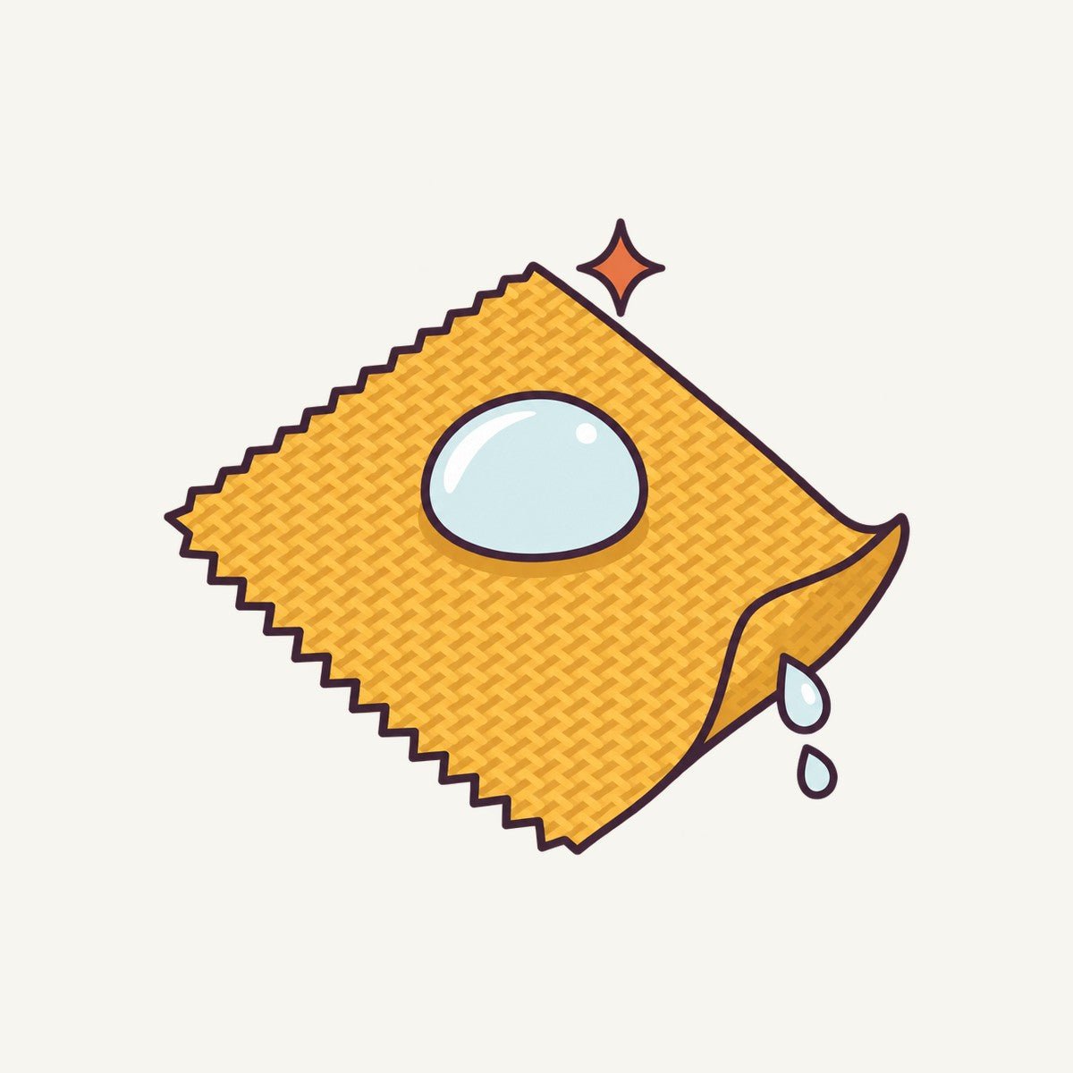 A golden fabric swatch with a drop of water beading on top