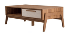 Heaton Coffee Table in walnut side angle - sliding-door storage coffee table by NPD - Whats New Furniture Portland OR
