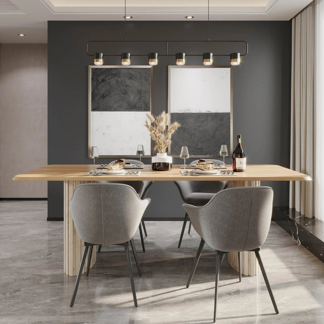Hedron Dining Table in Natural alternate view - mango and marble dining table by LH Imports - Whats New Furniture Portland OR
