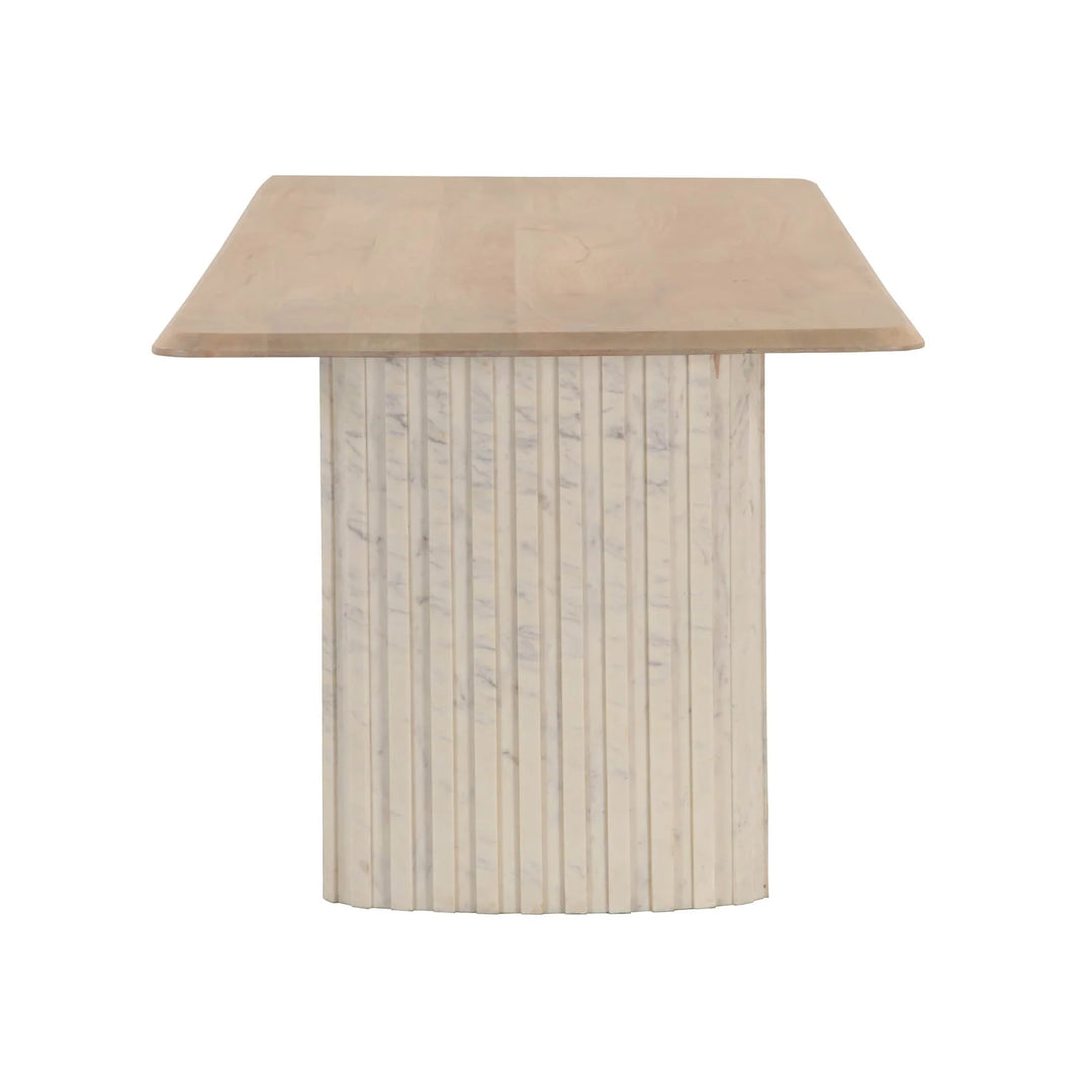 Hedron Dining Table in Natural back view - mango and marble dining table by LH Imports - Whats New Furniture Portland OR
