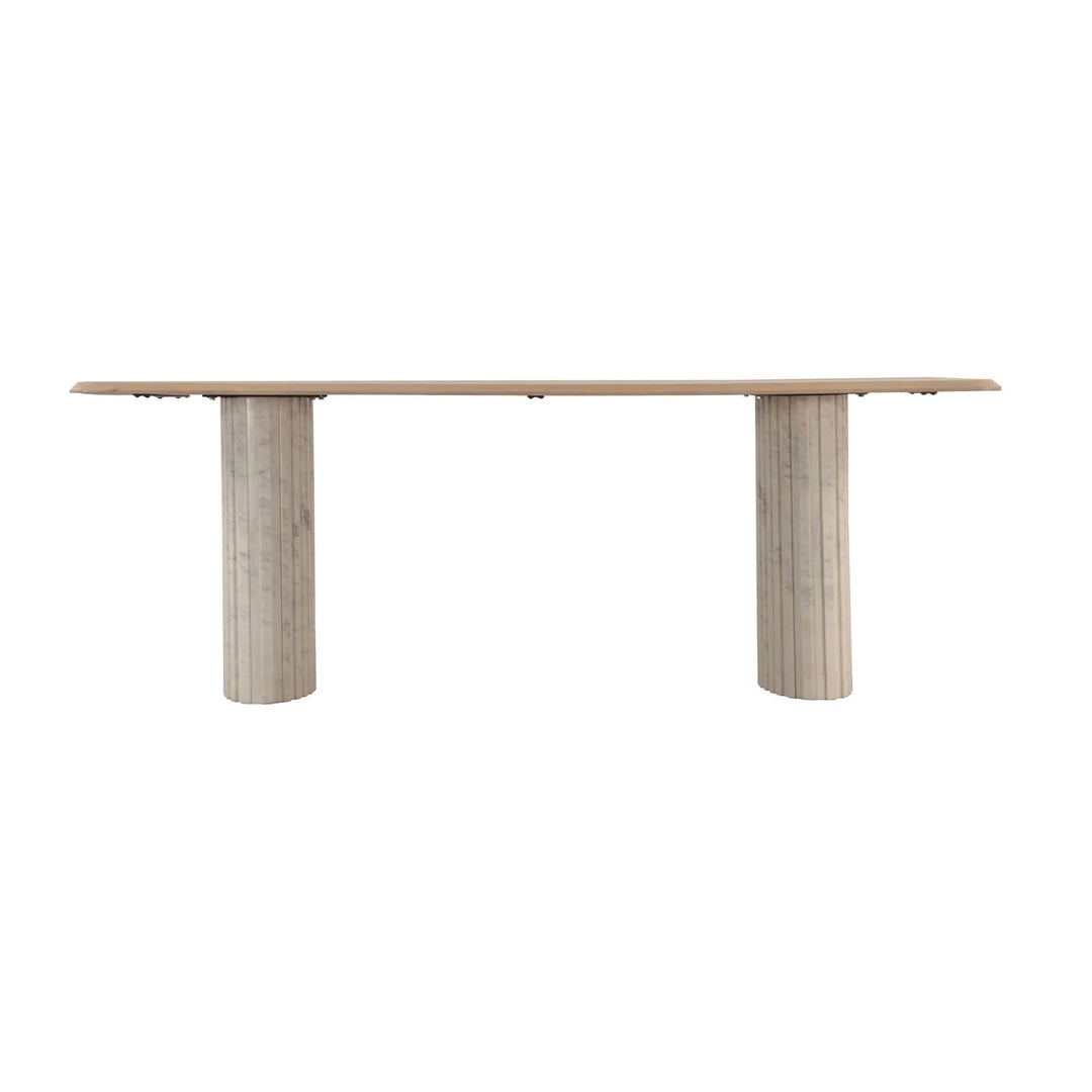 Hedron Dining Table in Natural side view - mango and marble dining table by LH Imports - Whats New Furniture Portland OR