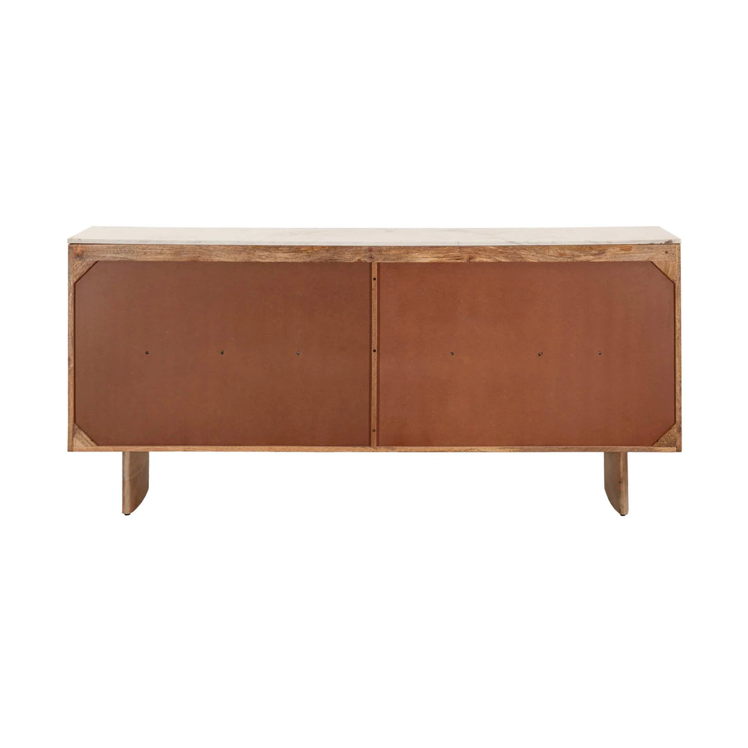 Hedron Sideboard in Natural Marble open storage front view - marble top sideboard by LH Imports - Whats New Furniture Portland OR
