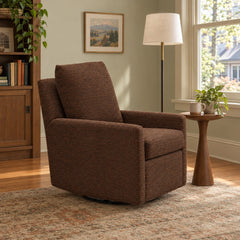 Heidi Swivel Glide Chair in Paso Spice in a NE Portland Craftsman reading corner - Whats New Furniture Portland OR