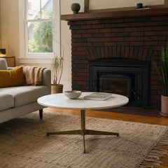 Helen Round Coffee Table styled in Portland St. Johns bungalow living room - Whats New Furniture