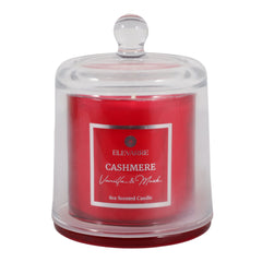 Hemmingworth Cashmere candle in Red with glass cloche, studio - Whats New Furniture Portland OR
