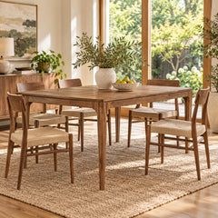 Hereford 79 Inch Dining Table in Hazelnut Brown styled in a Portland home - Whats New Furniture Portland