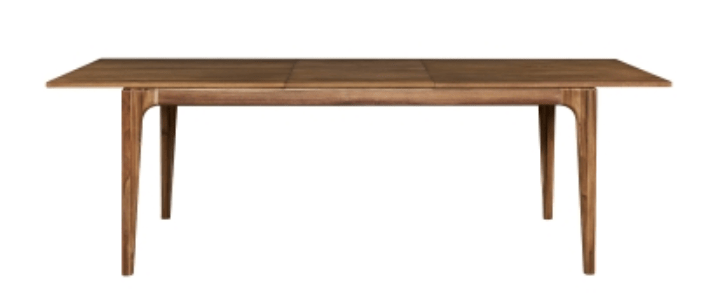 Hereford Butterfly Dining Table in Hazelnut Brown three-quarter front-left angle view - acacia dining table by NPD - Whats New Furniture Portland OR