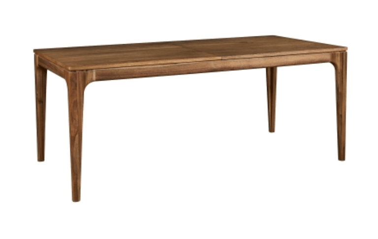 Hereford Butterfly Dining Table in Hazelnut Brown straight-on front view - 71-inch acacia dining table with tapered legs by NPD - Whats New Furniture Portland OR