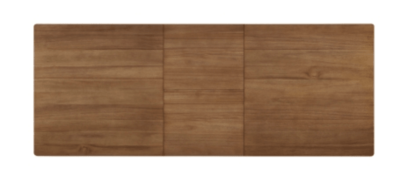 Hereford Butterfly Dining Table in Hazelnut Brown top-down view showing acacia wood grain - dining table by NPD - Whats New Furniture Portland OR