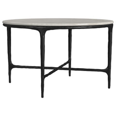 Hermas Round Genuine Marble Top Metal Coffee Table White - What&