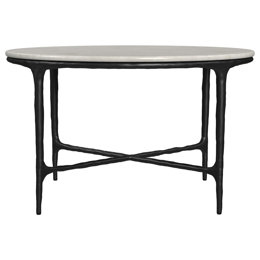 Hermas Round Genuine Marble Top Metal Coffee Table White - What&