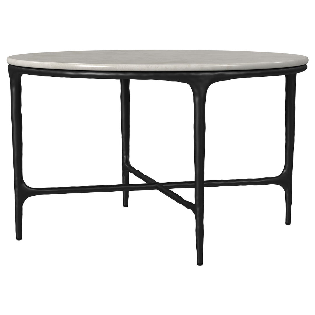 Hermas Round Genuine Marble Top Metal Coffee Table White - What&