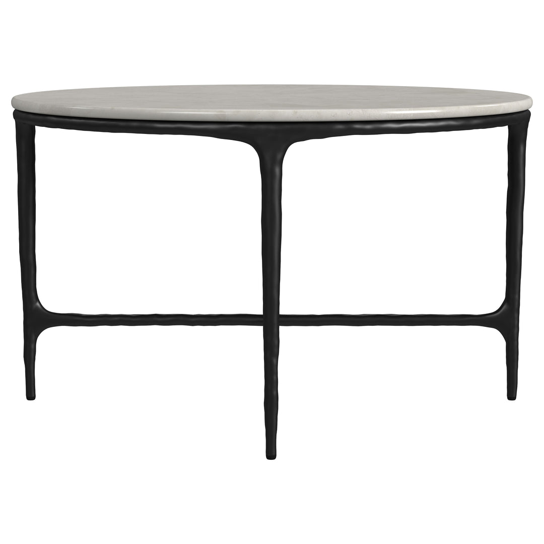 Hermas Round Genuine Marble Top Metal Coffee Table White - What&