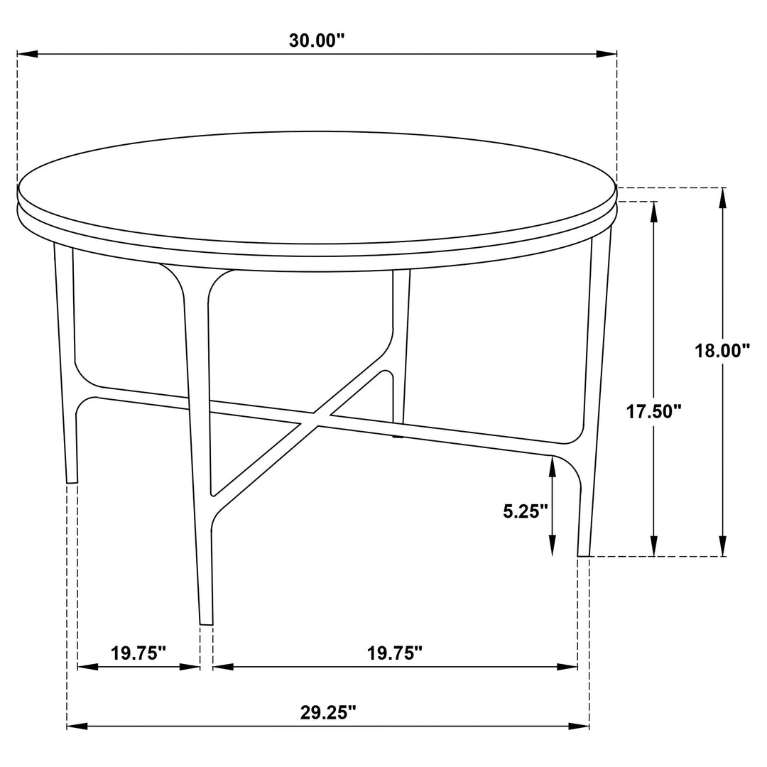 Hermas Round Genuine Marble Top Metal Coffee Table White - What&