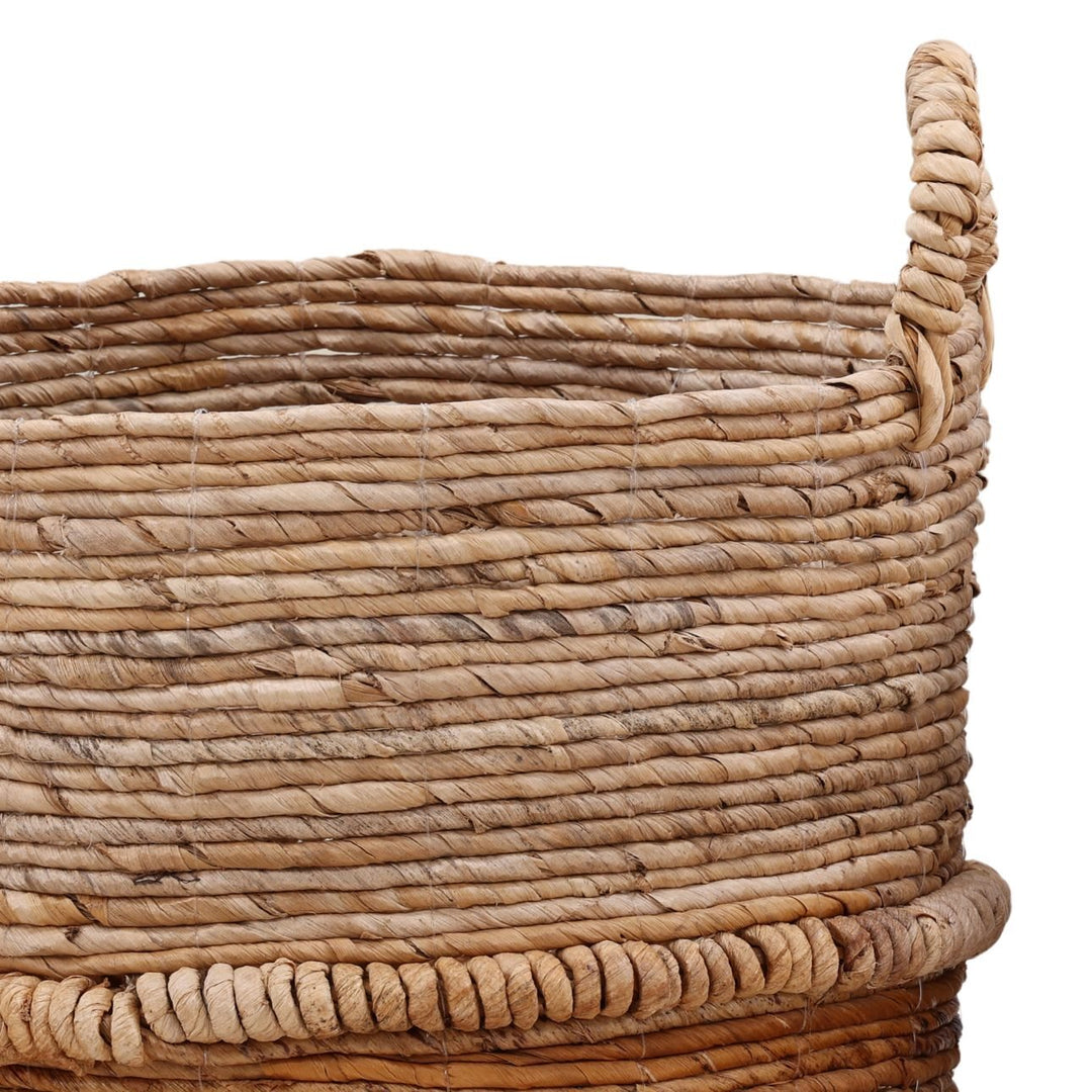 Hickory Basket, Small banana leaf weave and rolled coil band detail - Dovetail - Whats New Furniture Portland OR